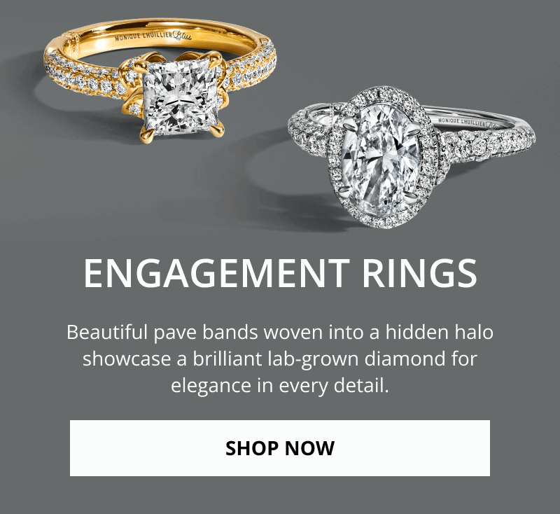 Square engagement ring with gold band, oval stone with white gold band. Brilliant lab-grow engagement rings. Click shop now.