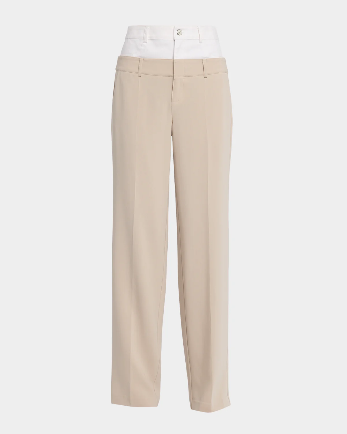 Dionne Mixed Media Straight-Leg Pants