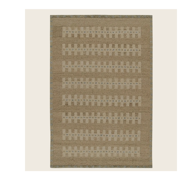 Beige Swedish Inspired Wool Flatweave Rug - 6'2" x 9'