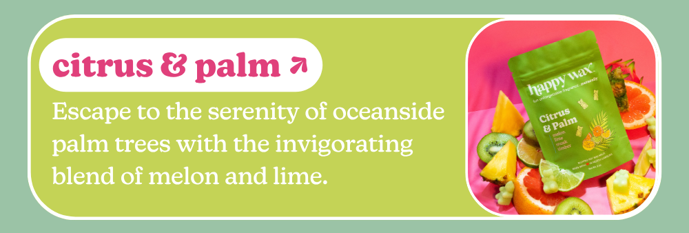 citrus & palm: Escape to the serenity of oceanside palm trees with the invigorating blend of melon and lime.