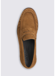 Italian Suede Tobacco Ruched Loafers