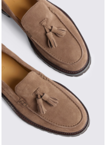 Italian Suede Beige Tassel Loafers