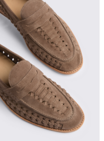 Capri Taupe Suede Woven Loafers