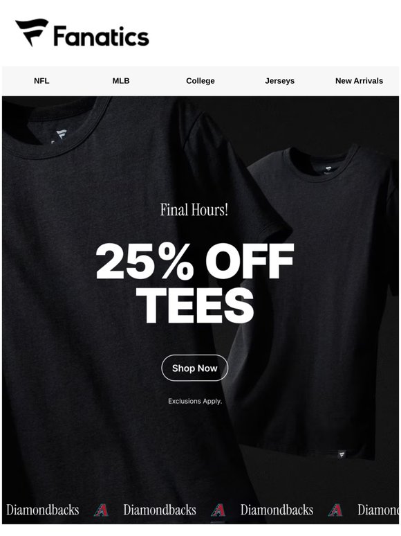 Last Chance for 25% Off Tees