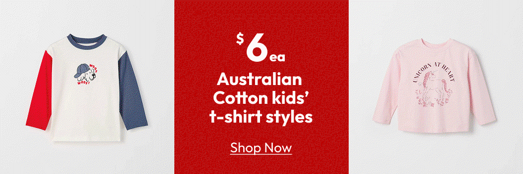 Australian Cotton kids’ t-shirt styles