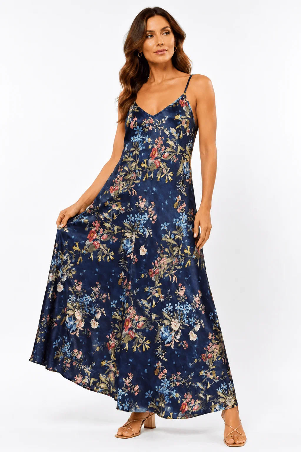 Image of MISUMI BOUQUET GARDEN SATIN SLIP DRESS