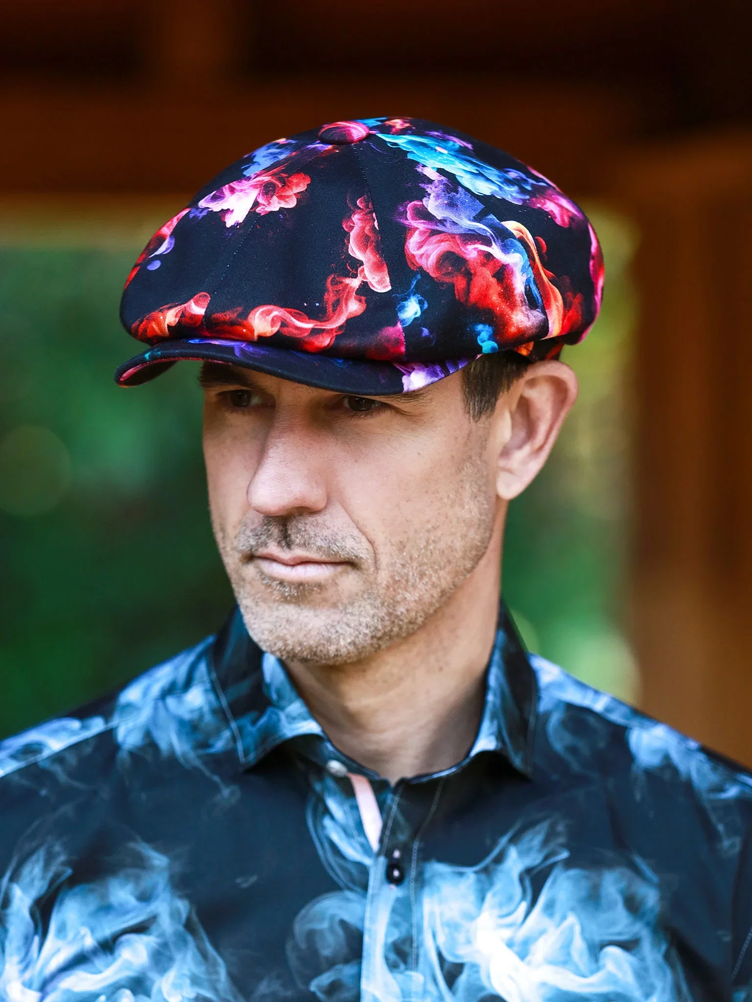Image of Smoke Printed BUTTON-TOP Cap