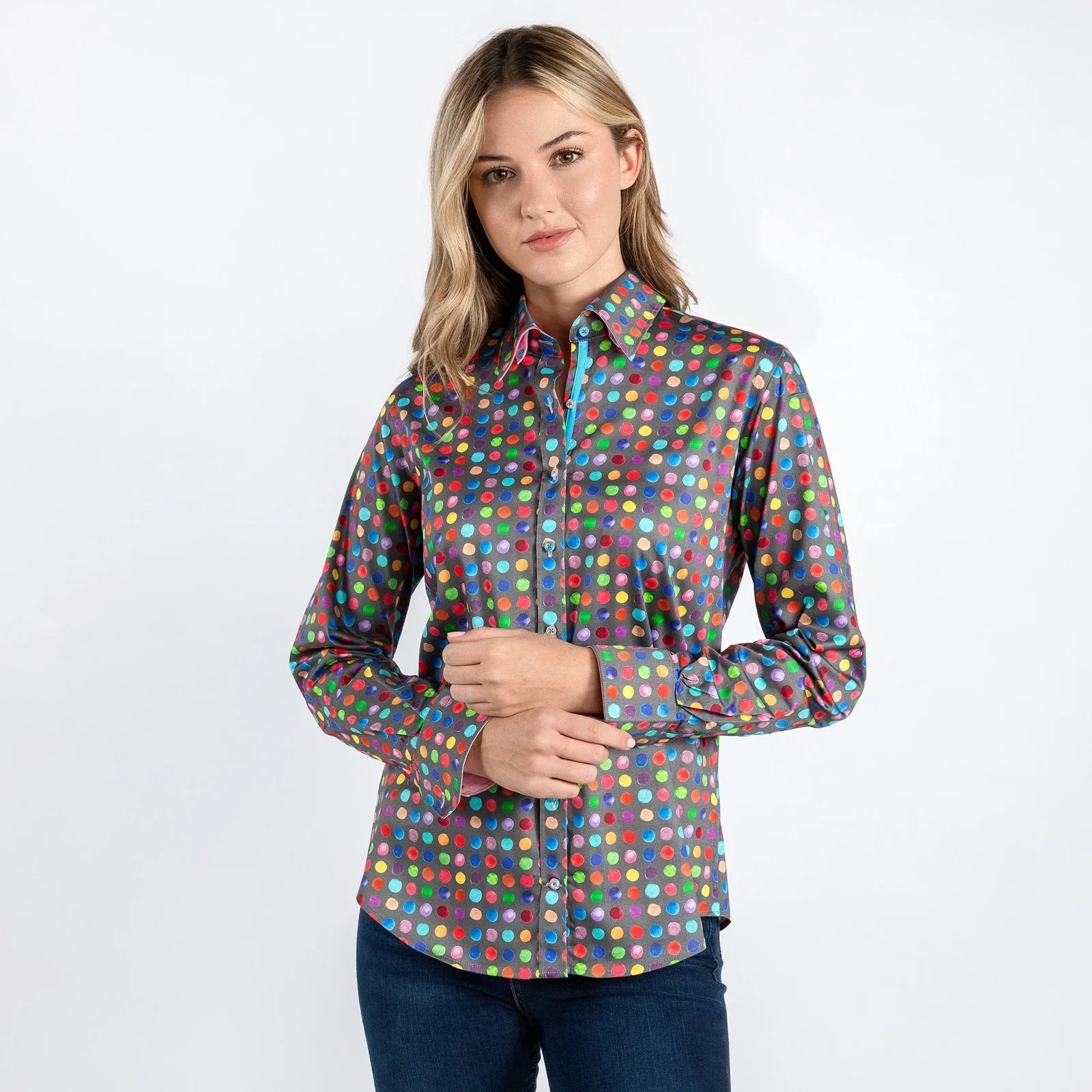 Image of MULTICOLOUR SMALL POLKADOT WOMENS PRINT SHIRT