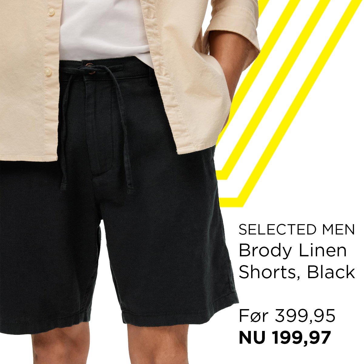 Brody Linen Shorts, Black