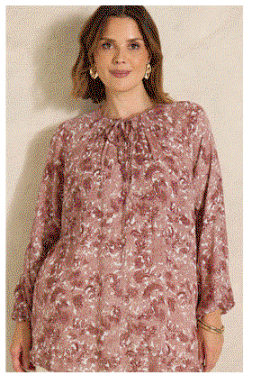EVANS Curve Pink Paisley Long Sleeve Blouse