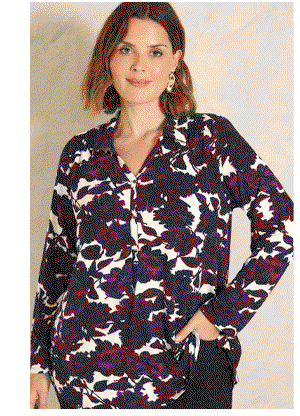 EVANS Curve Purple Blurred Floral Blouse