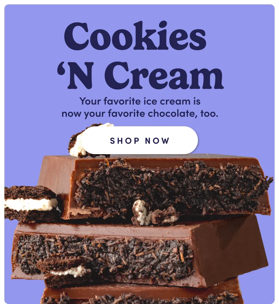 Cookie and cream. Your favorite ice cream is now your favorite chocolate, too. Shop now. 