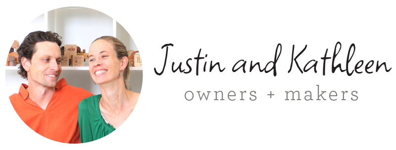 Justin and Kathleen, owners and makers of Smiling Tree Toys