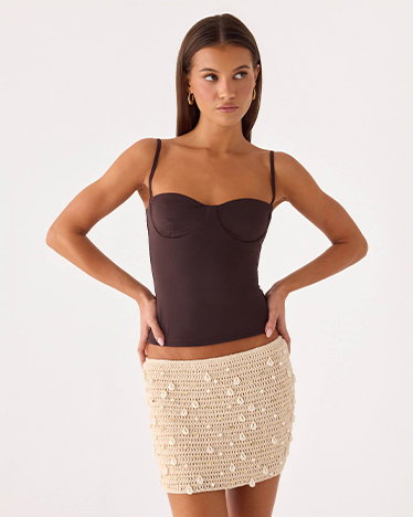 Elaris Crochet Mini Skirt — Ivory