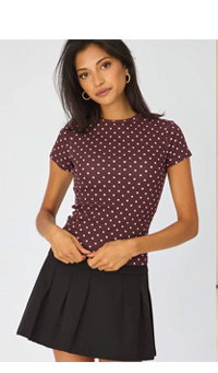 Red Polka Dot T-shirt Short Sleeve Crew Neck