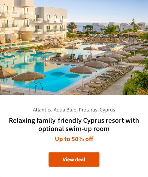 Relaxing family-friendly Cyprus resort with optional swim-up room