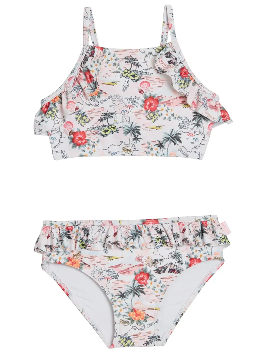 Seafolly Girls' Coast To Coast Two Piece Halter Bikini Set (Baby, Toddler, Little Kid) - Pink Coast / 0 