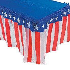 Patriotic Stars & Stripes Plastic Table Skirt