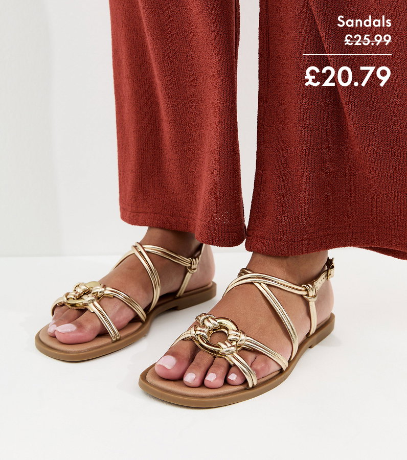 Gold Tone Multistrap Sandals
