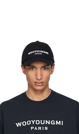 Black Embroidered Ball Cap - WOOYOUNGMI