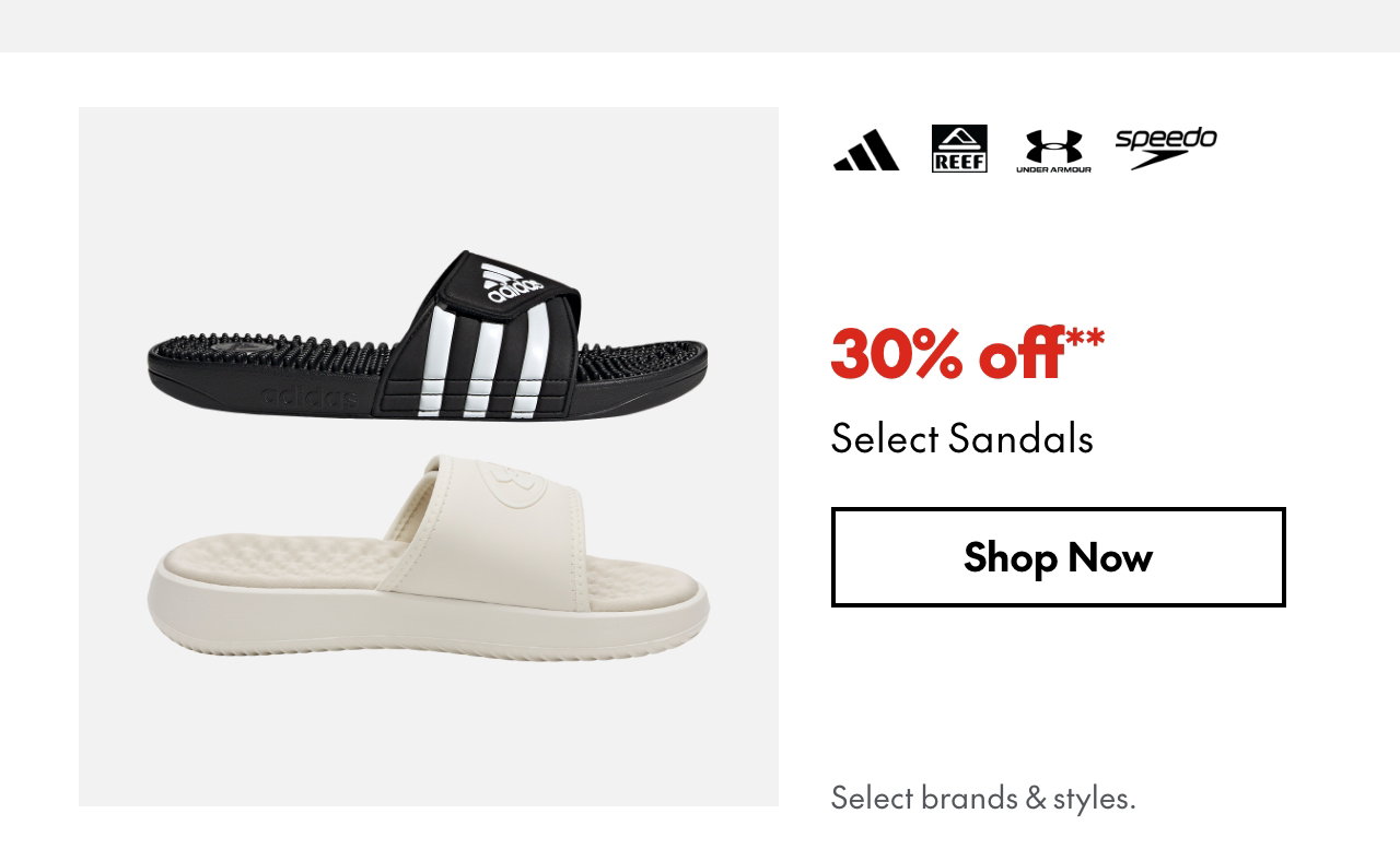Select Sandals
30% off
Our ticket price. Select styles.