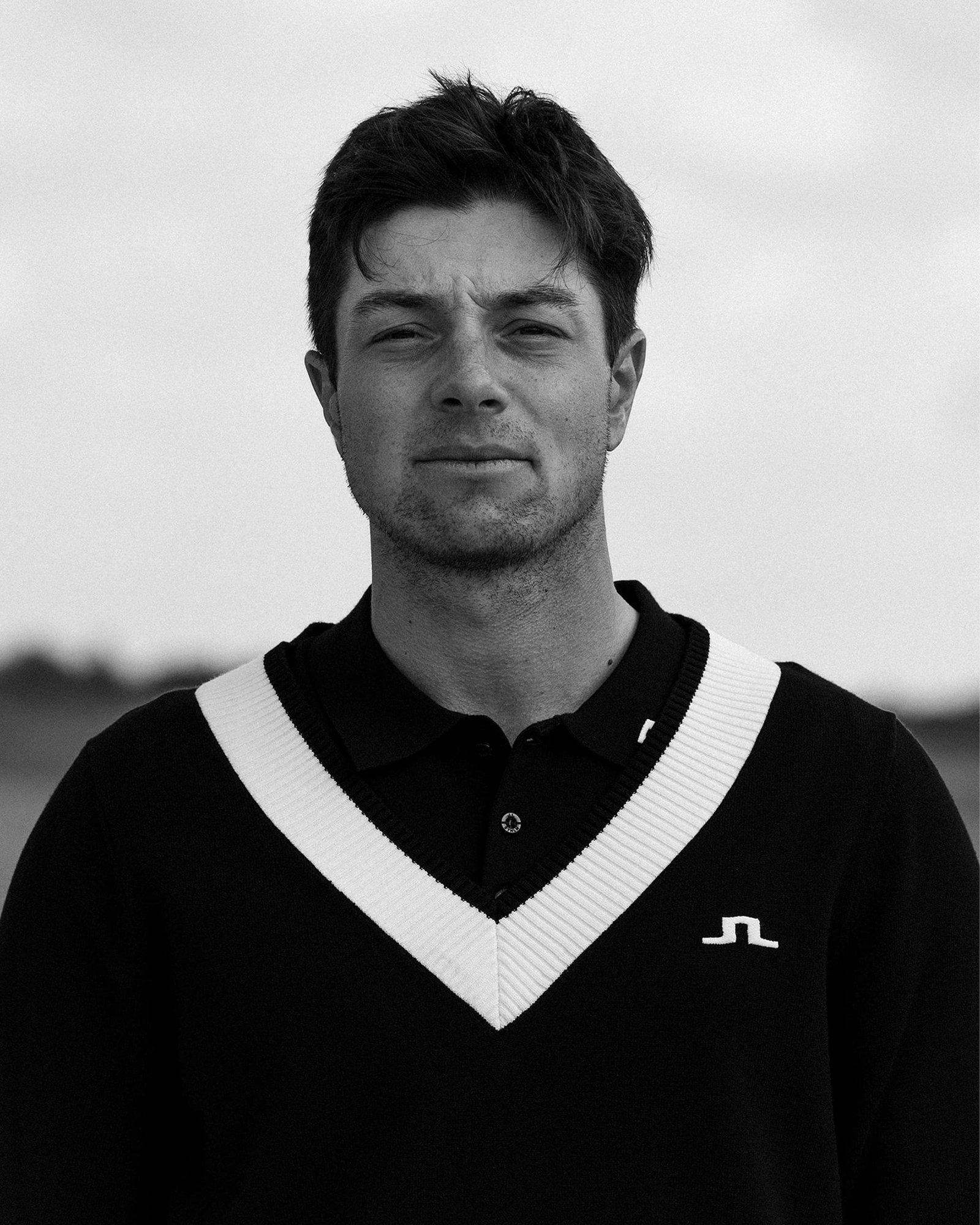 viktor hovland wearing the 30Y Nikolas Sweater