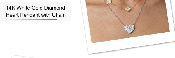 14K White Gold Diamond Heart Pendant with Chain | Necklace for Women | 0.66ct