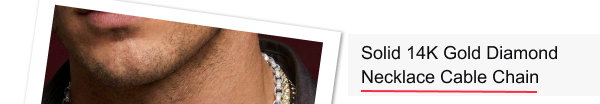 Solid 14K Gold Diamond Necklace for Men and Women | Cable Chain | Lobster Claw Clasp | 16.5ct