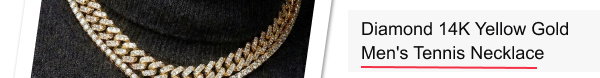 Luxurman Diamond 14K Yellow Gold Men's Diamond Tennis Necklace 34in 20ct