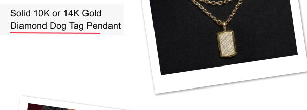 Solid 10K or 14K Gold Diamond Dog Tag Pendant for Men 3.25 Carats Iced Out Design