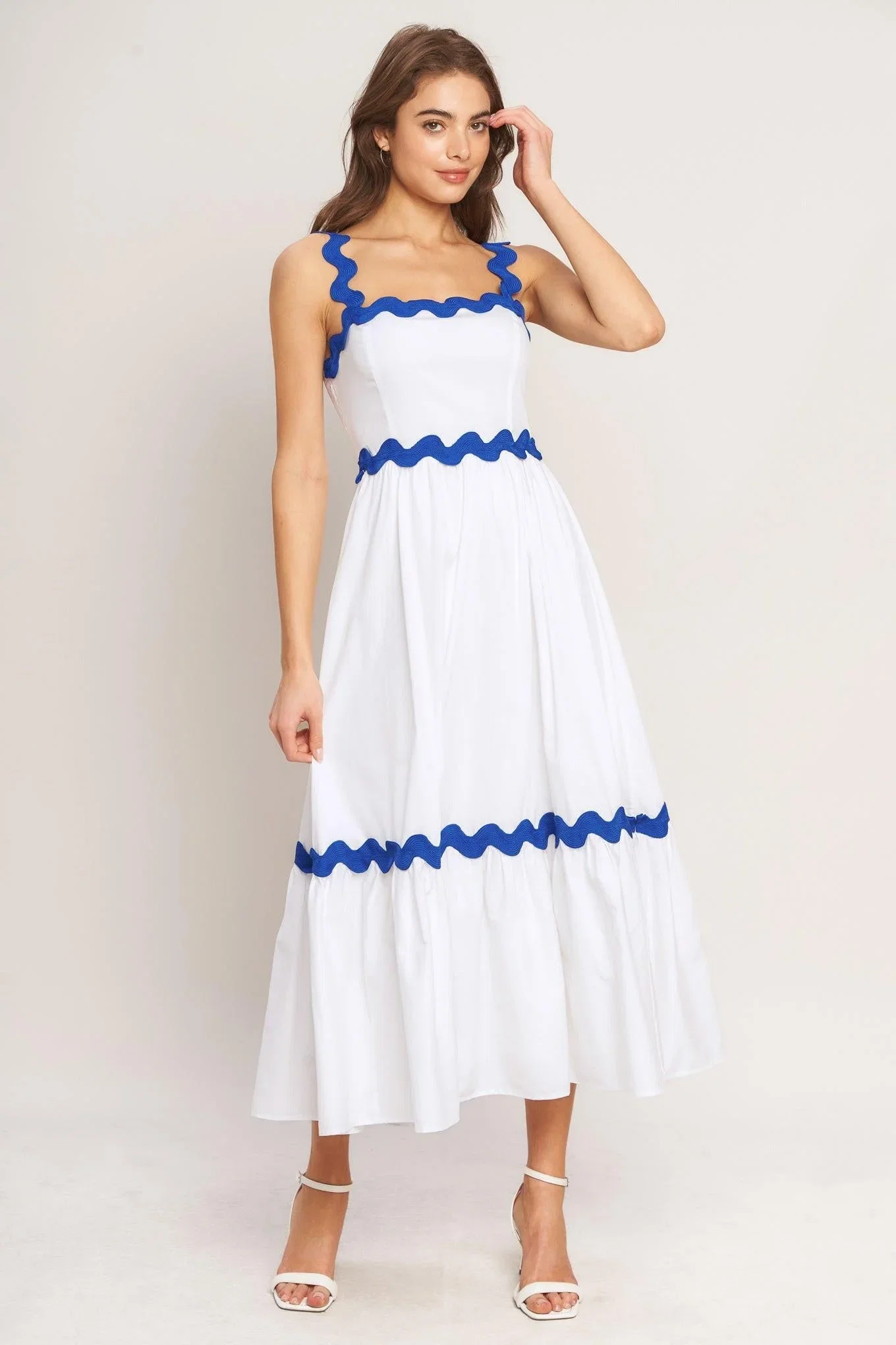 Image of SANTORINI WAVES WOVEN MIDI DRESS