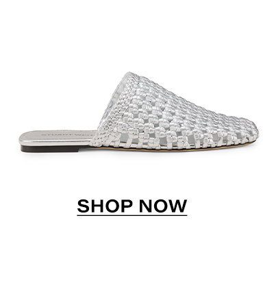 Marina Woven Flat Mule in Silver