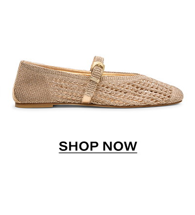 Leora Woven Mary Jane Flat in Light Gold