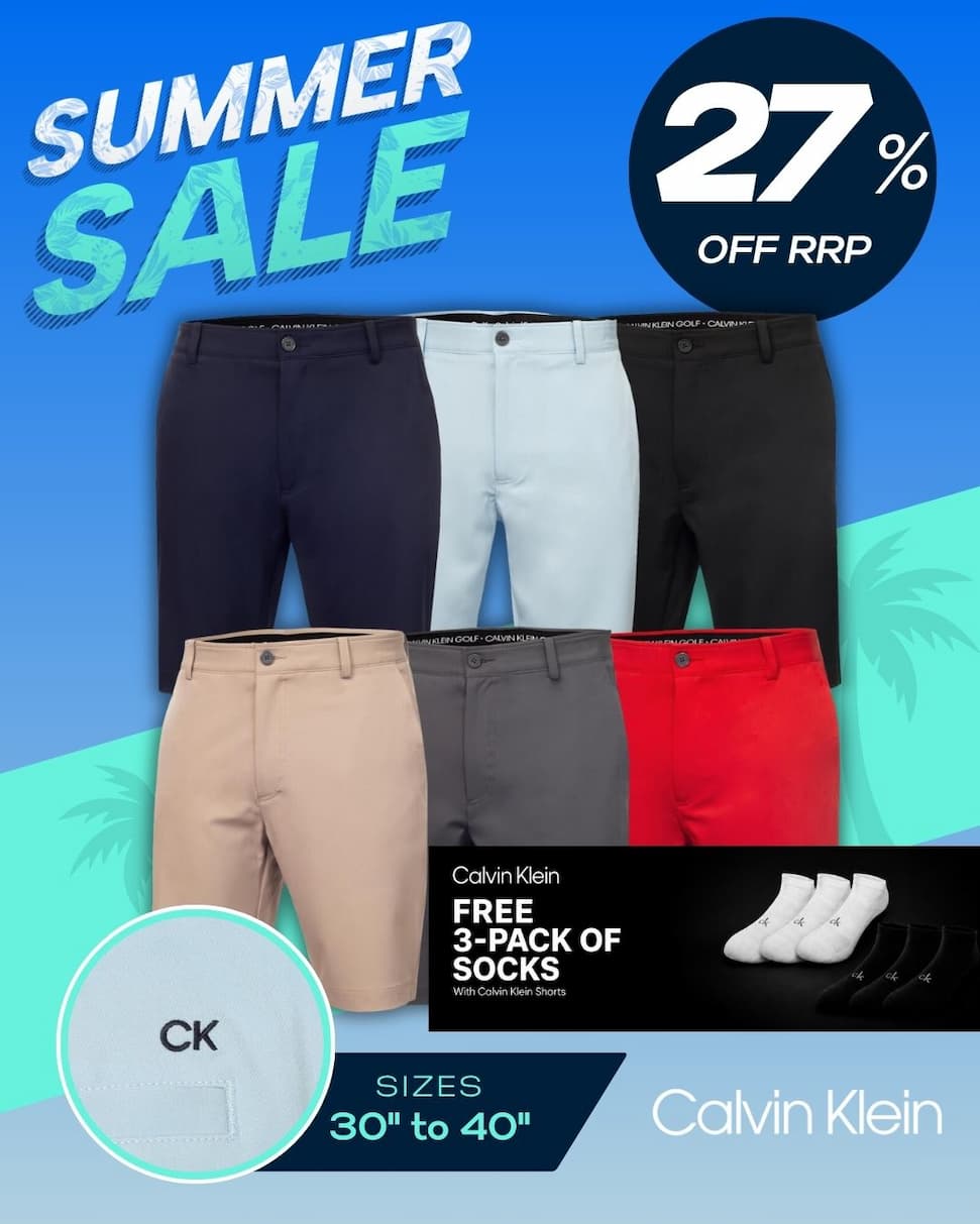 Calvin Klein Mens Bullet Regular Fit 4-Way Stretch Breathable Golf Shorts