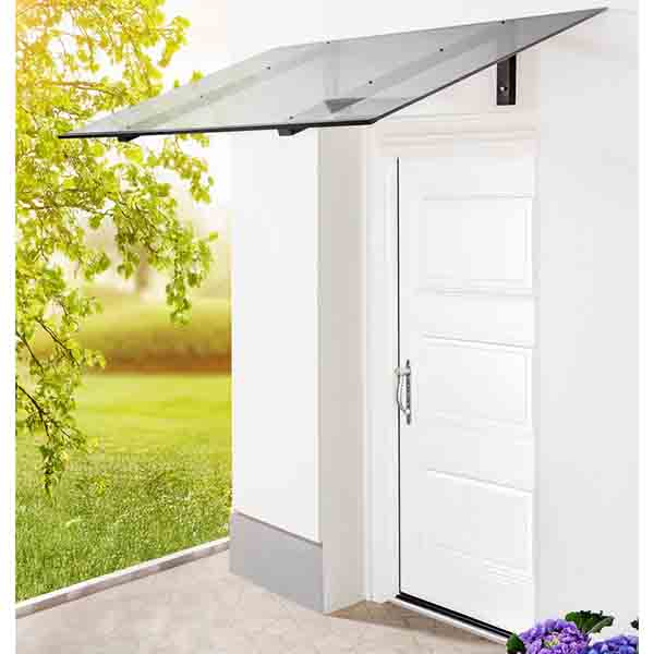 Pultvordach mit Polycarbonatplatte Dany aus Aluminium & PC, ca. 150 x 98 x 34,5 cm