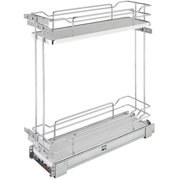Rev-A-Shelf 5322-BCSC-6-GR, 6-1/2 Inch Width Solid Surface Two-Tier Soft-Close Pullout Organizers for 9 Inch Width Cabinet Opening, Gray
