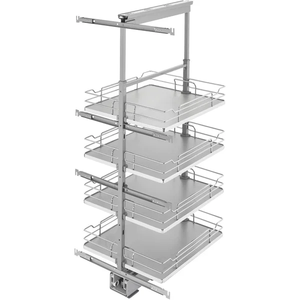 Rev-A-Shelf 5343-19-GR, Pull-Out 4 Basket Wire Organizer with Door Mount Hardware, Min. Cabinet Opening 19-1/2 Inch Width x 21-3/4 Inch Depth x Heights from 43-3/8 Inch to 50-3/4 Inch, Soft Close, Chrome/Gray 