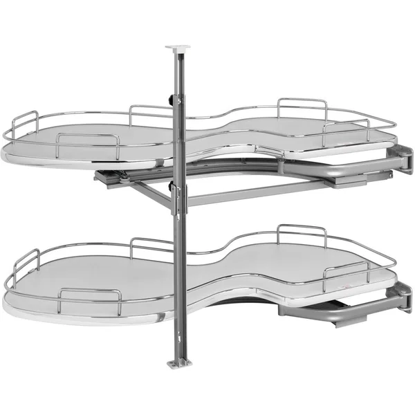 Rev-A-Shelf 5372-18-GR-R, The Cloud 2 Tier Blind Corner Organizer, Blind Left, Min. Cabinet Opening 18 Inch Wide x 26 Inch High, Chrome/Gray