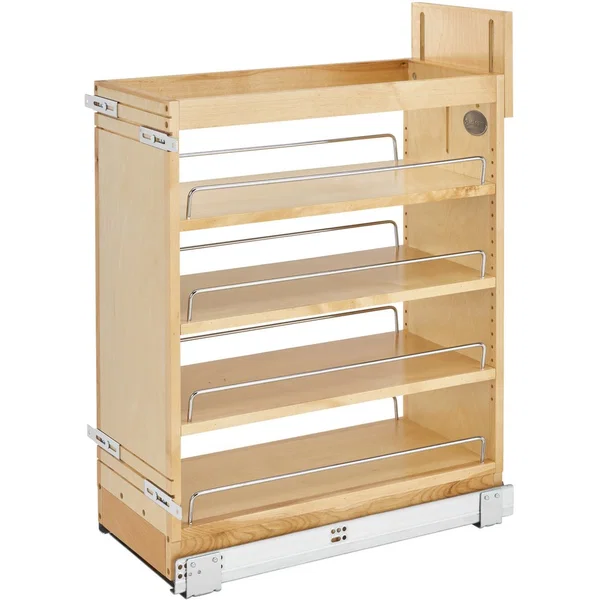 Rev-A-Shelf 448-BCSC-9C, Rev A Shelf Wood Kitchen Base Cabinet Pull-Out Organizer with Blumotion Soft-Close Slides, Min. Cabinet Opening 10 Inch Width x 21-3/4 Inch Depth x 25-5/8" Height, Maple