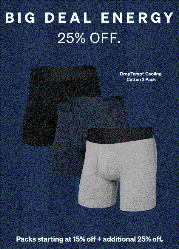 25% off Big Deal Energy. DropTemp Cooling Cotton 3-Pack