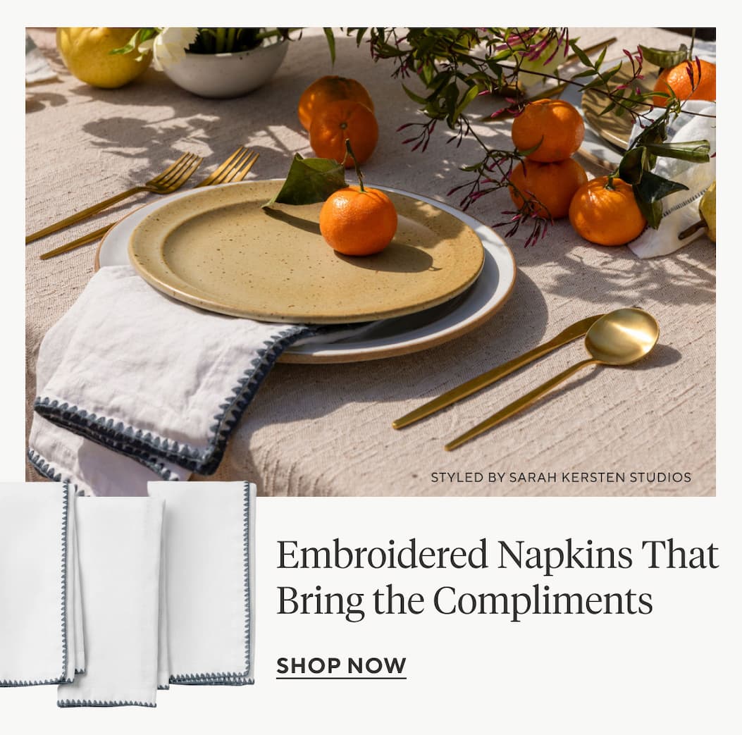 Embroidered Napkins That Bring the Compliments Shop Now