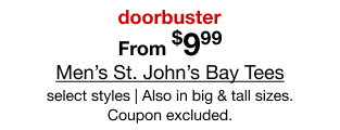 doorbuster From $7.99 | Men’s St. John’s Bay Tees
