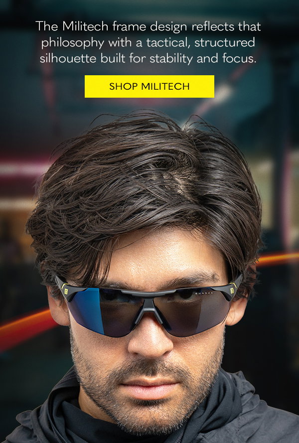 The Militech frame design reflects that philosophy with a tactical, structured silhouette built for stability and focus. Shop Militech.