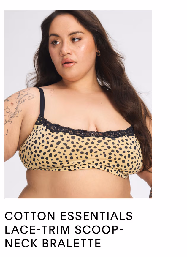 Cotton Essentials Lace-Trim Scoop-Neck Bralette