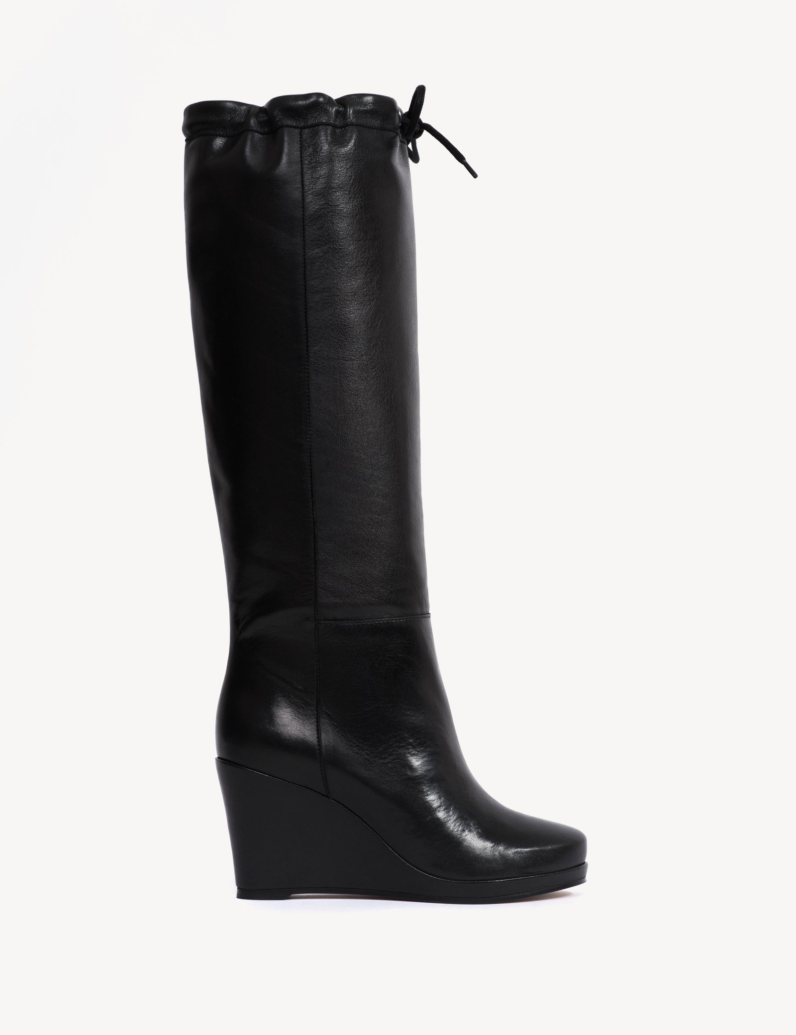 Image of Liv Wedge Boot High In Black Calfskin