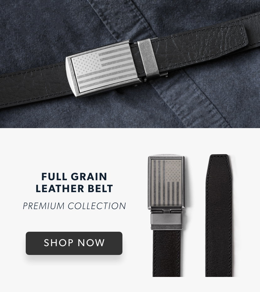 Full Grain Leather American Flag Belts