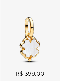 Mini Charm Pendente Trevo De 4 Folhas Dourado