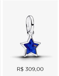 Mini Charm Prata Estrela Azul Pendente