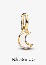 Mini Charm Dourado Lua Branca Pendente