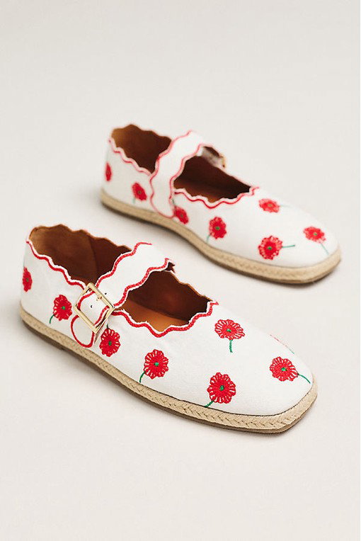 Maeve Scalloped Edge Espadrille Mary Jane Flats